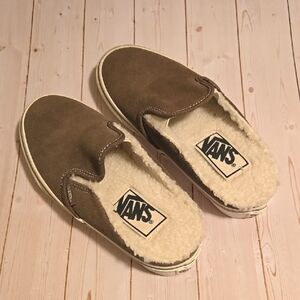 Vans EUC Brown Off White Slip Ons cozy weekend Shoes
